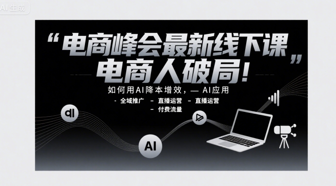 电商峰会最新线下课，电商人破局，如何用AI降本增效，AI应用-全域推广-直播运营-付费流量-易盟网